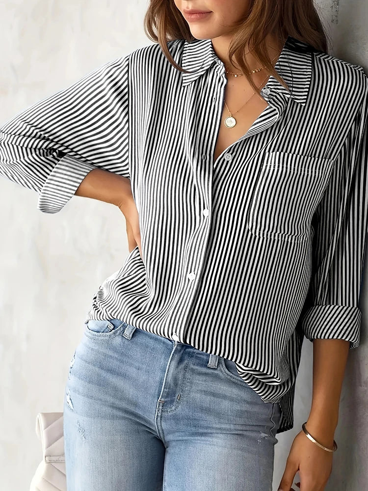 Women's Striped Long-Sleeve Shirt