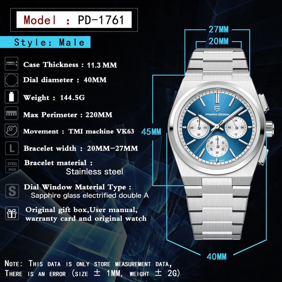 PAGANI DESIGN Men's Quartz Watch