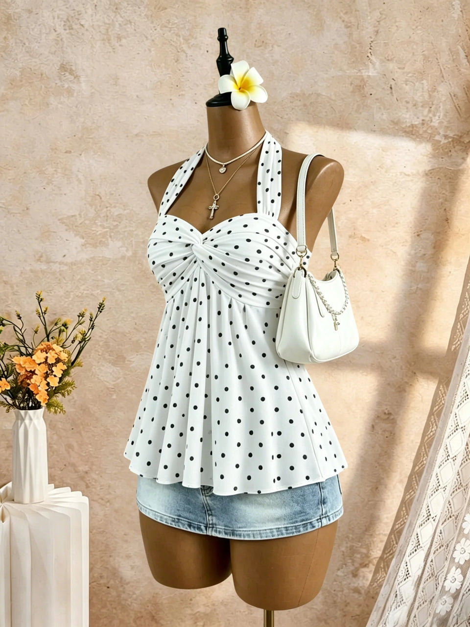 Women's Twist-Front Peplum Cami Top