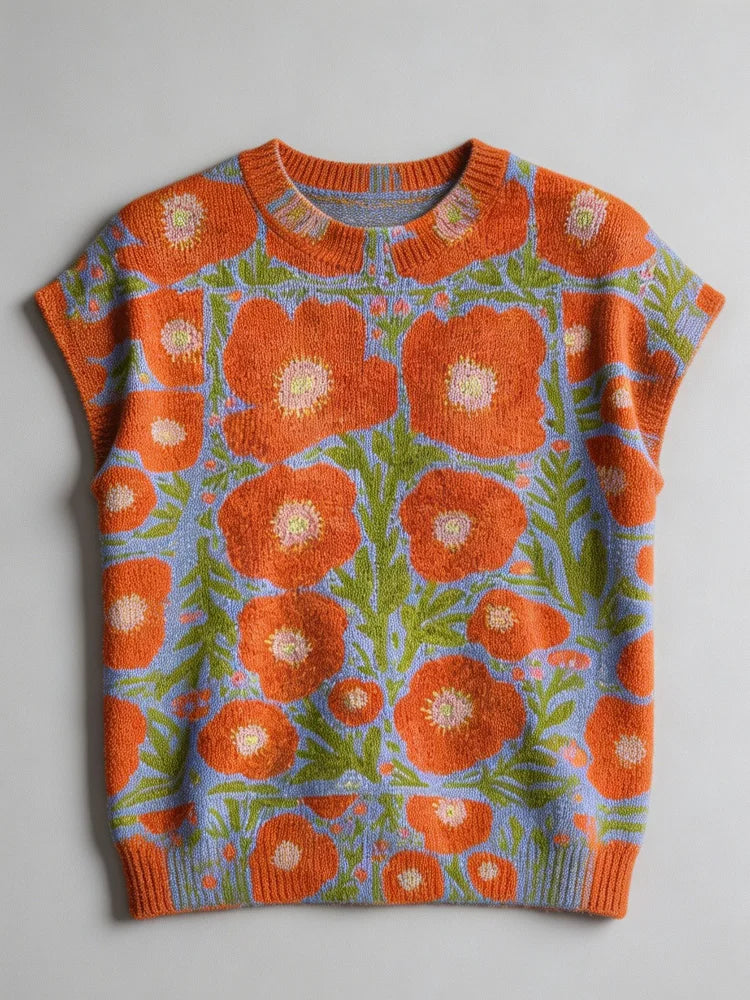 Women's Poppy-Print Short-Sleeve Top