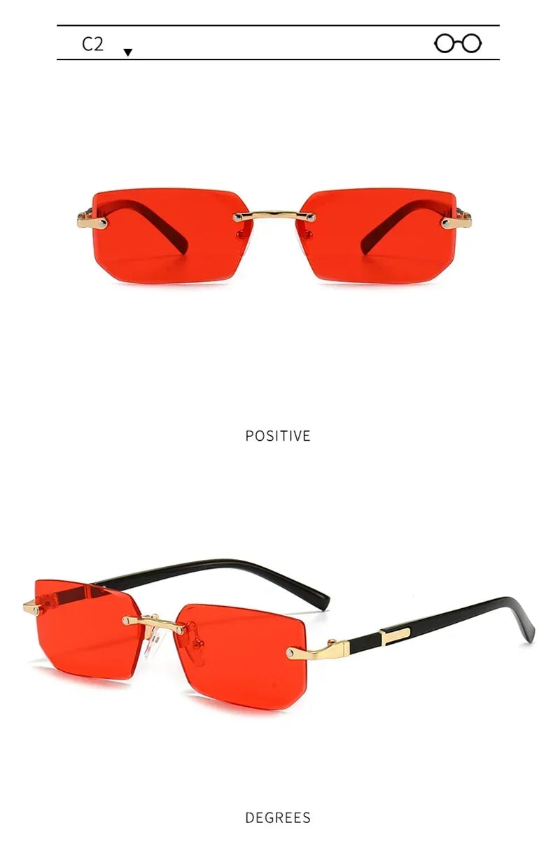 Fashion Rimless Sunglasses Men Women Populare Frameless Sun Glasses Male Female Classic Square Summer Traveling Shades