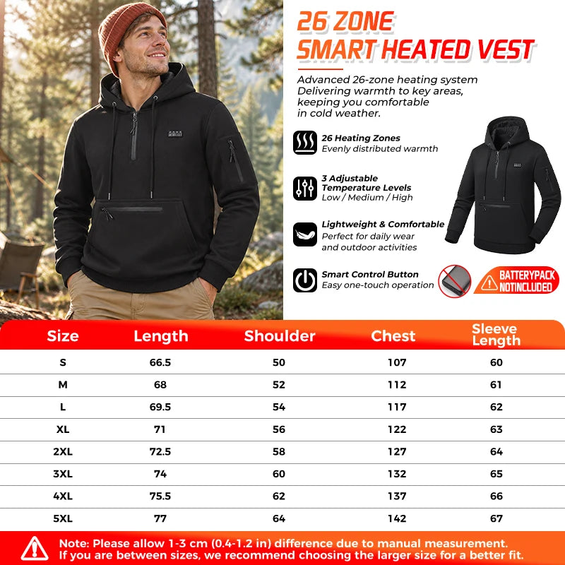 USB Heated Zip-Up Hoodie — 26 Areas