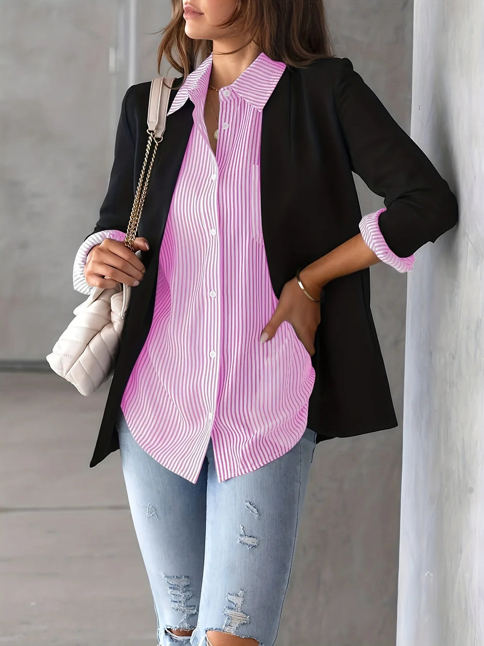 Women's Striped Long-Sleeve Shirt