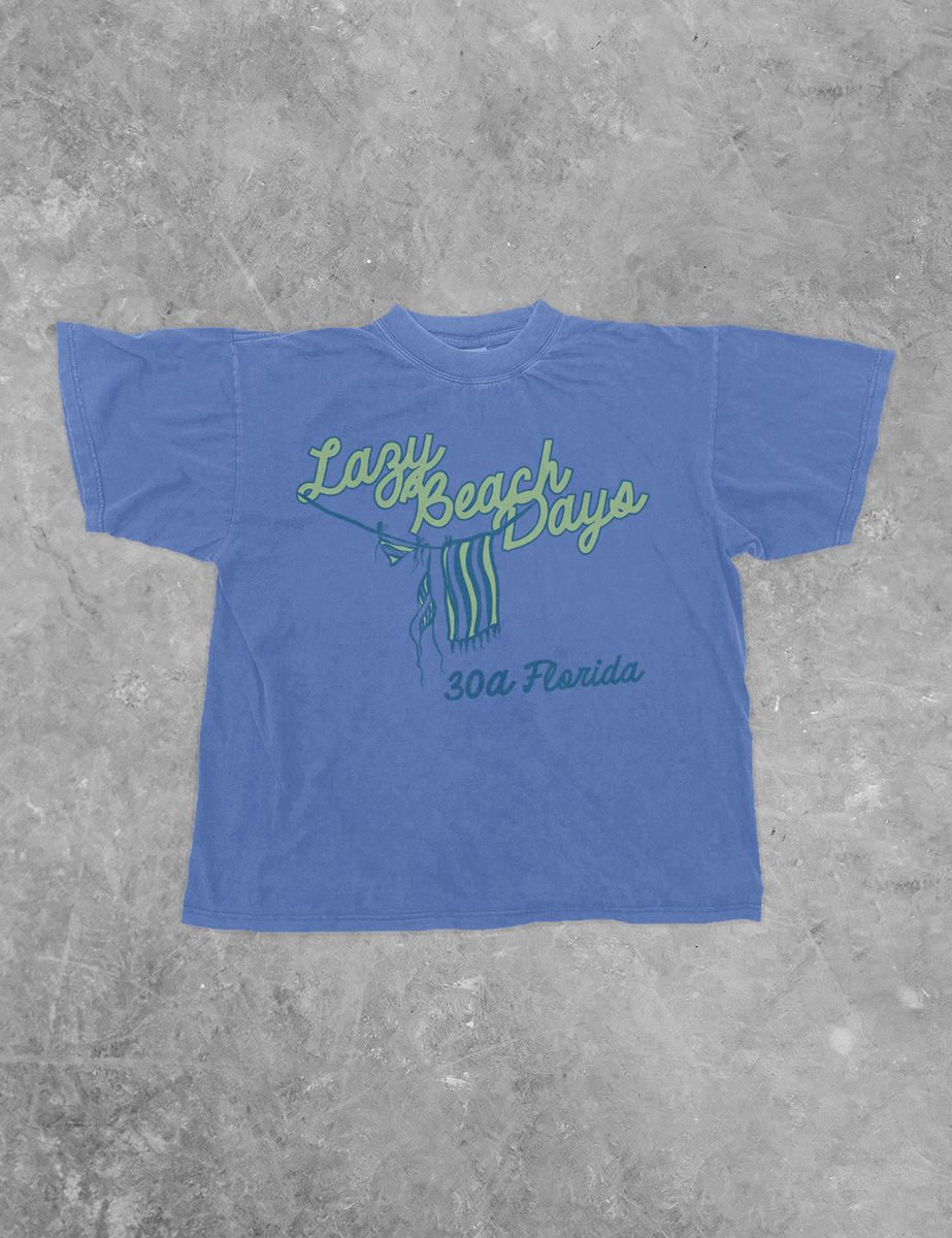 Underground Original Design: Lazy Beach Days, 30A Summer BC Boxy Cotton T-Shirt