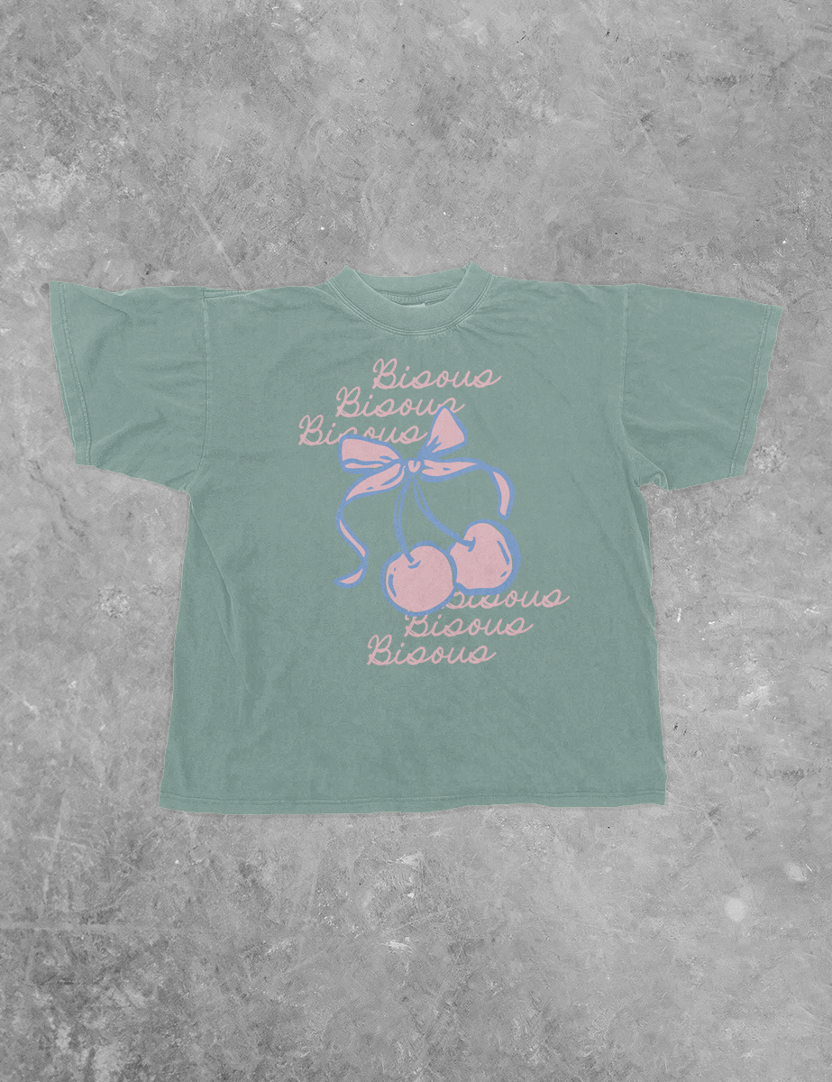 Underground Original Design: Bisous Bisous, Cherries Boxy Cotton T-Shirt