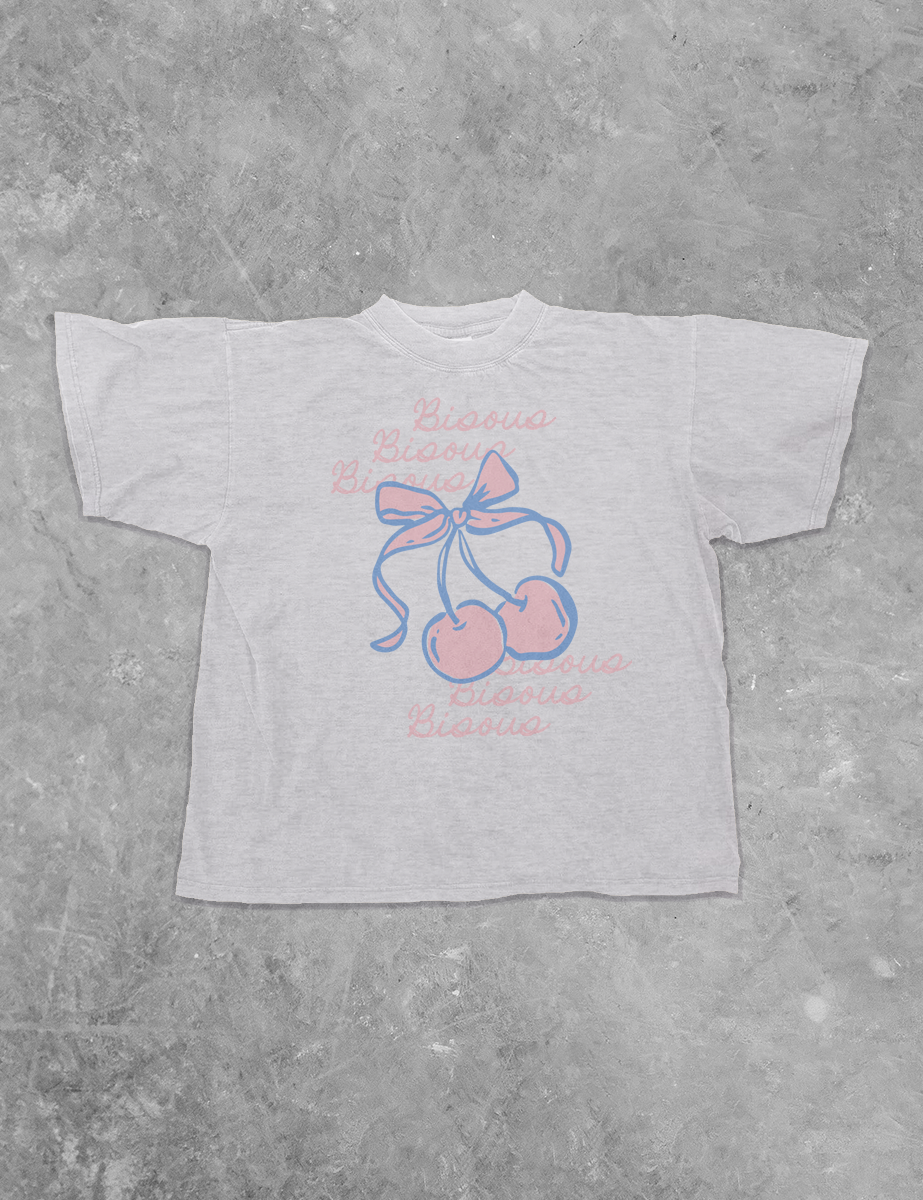 Underground Original Design: Bisous Bisous, Cherries Boxy Cotton T-Shirt