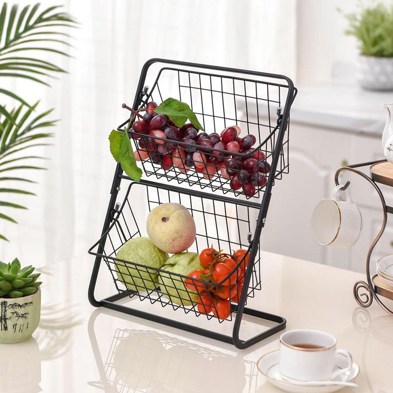 Two-Tier Black Fruit and Produce Basket