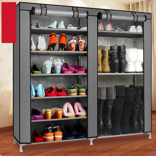 Double-Row Portable Shoe Rack