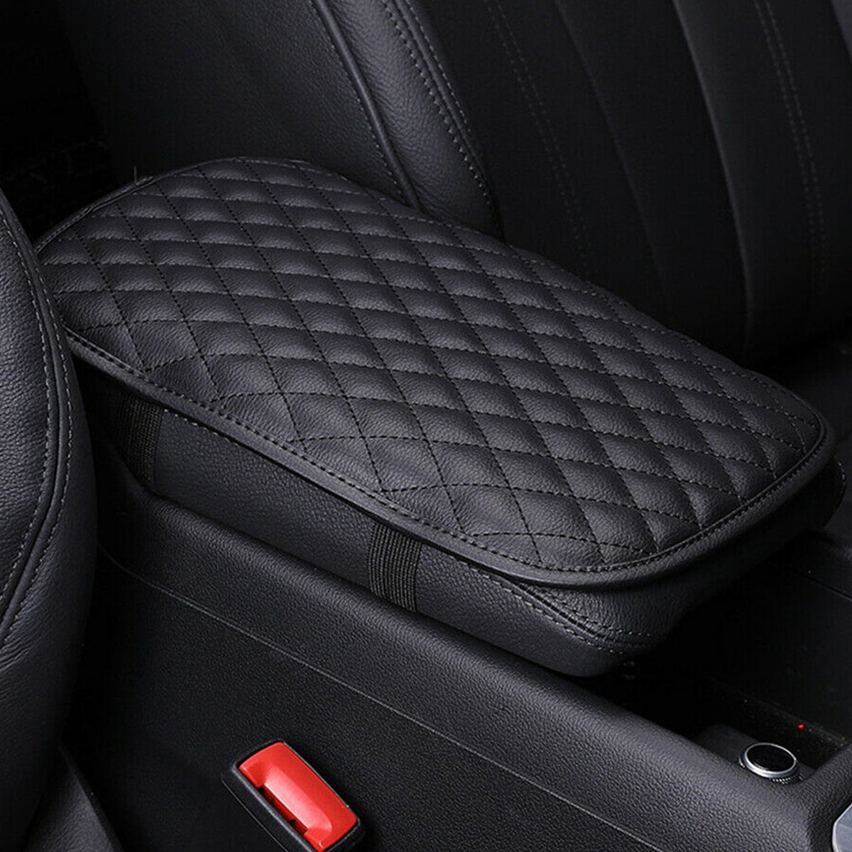 Quilted Black Car Armrest Pad Cover