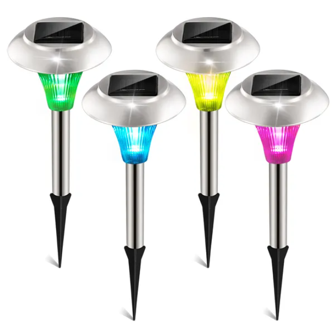 Solar Color-Changing Garden Lights, 4-Pack