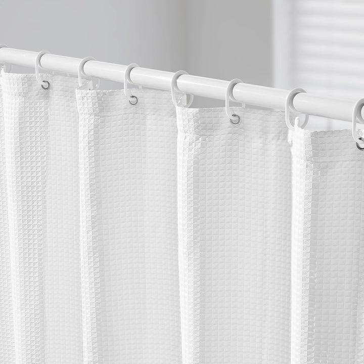White Waffle Fabric Shower Curtain