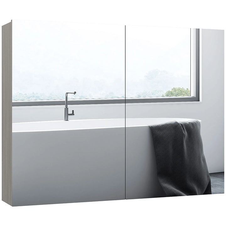 Grey Double-Door Mirror Cabinet