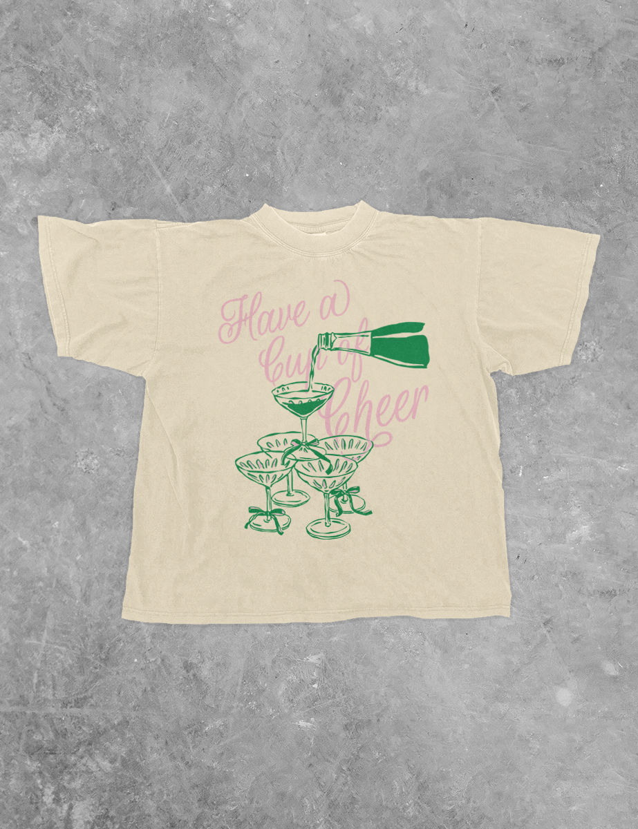 Underground Original Design: Have a Cup of Cheer, Christmas Boxy Cotton T-Shirt