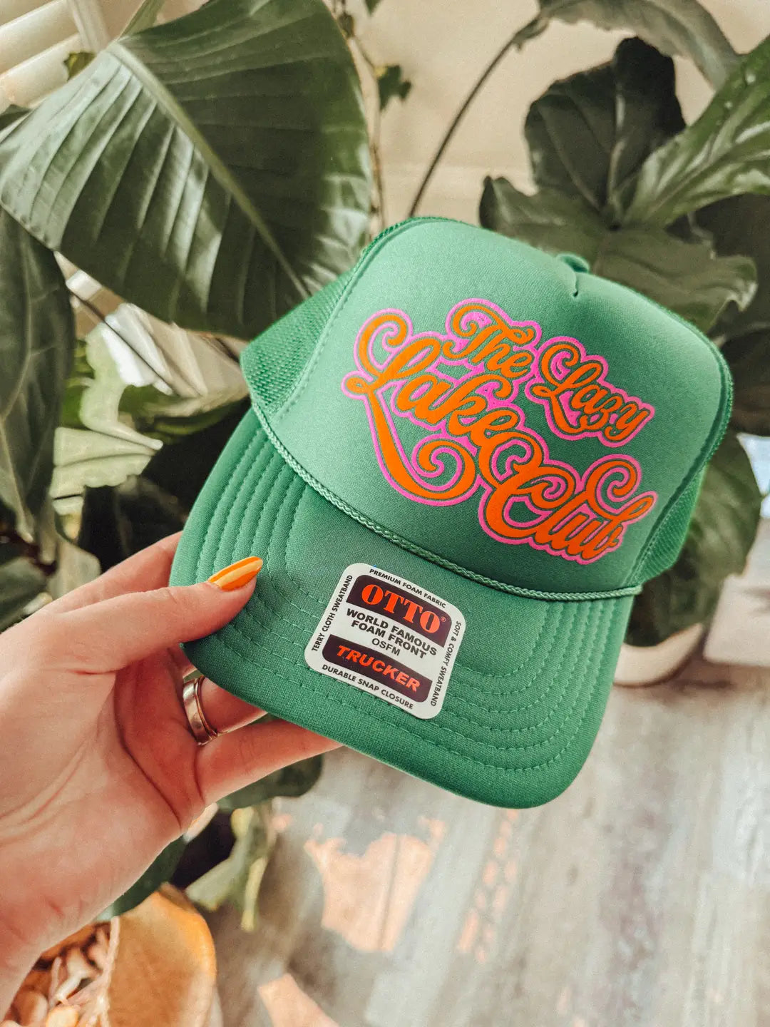 Underground Original Design: Lazy Lake Days Club, Pink & Orange Summer Trucker Hat