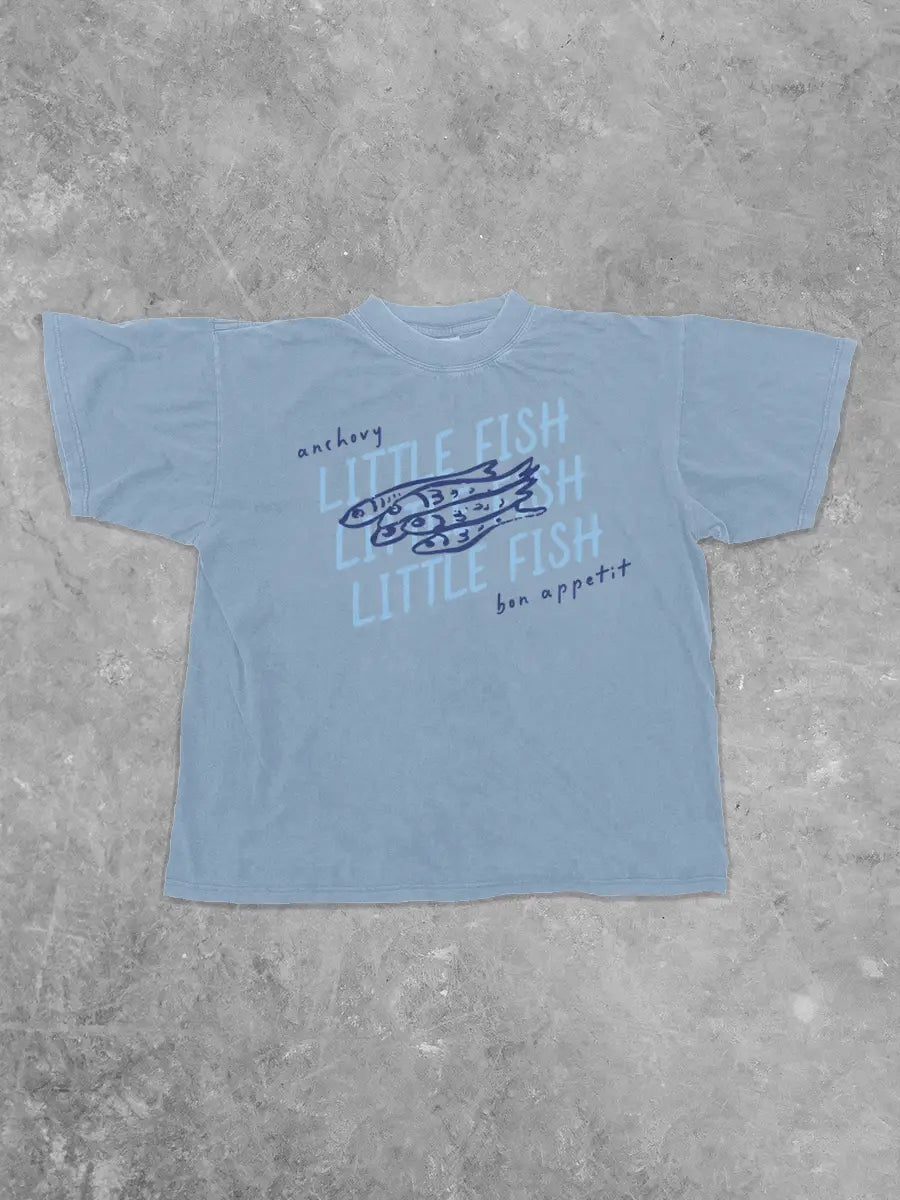Underground Original Design: Anchovy Little Fish, Summer Boxy Cotton TShirt