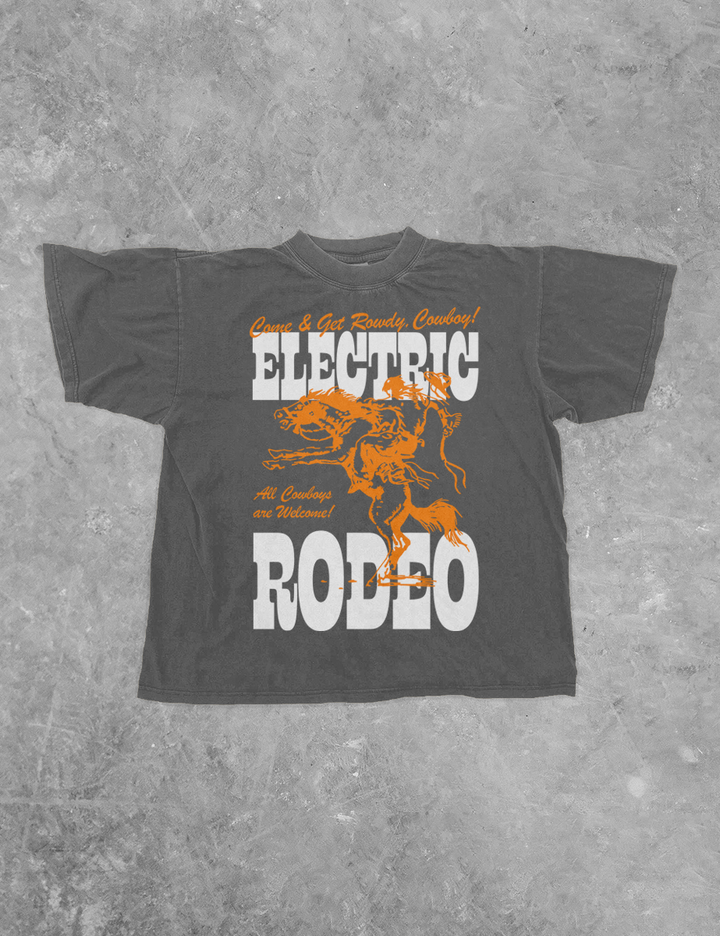 Underground Original Design: Electric Rodeo, Western Boxy Cotton T-Shirt