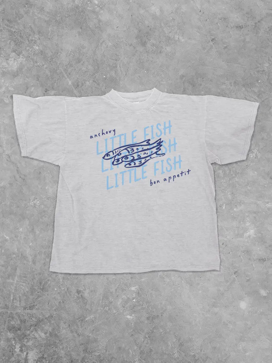 Underground Original Design: Anchovy Little Fish, Summer Boxy Cotton TShirt