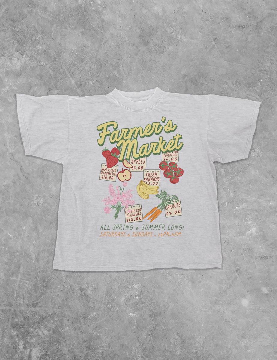 Underground Original Design: Farmer's Market Menu Boxy Cotton T-Shirt