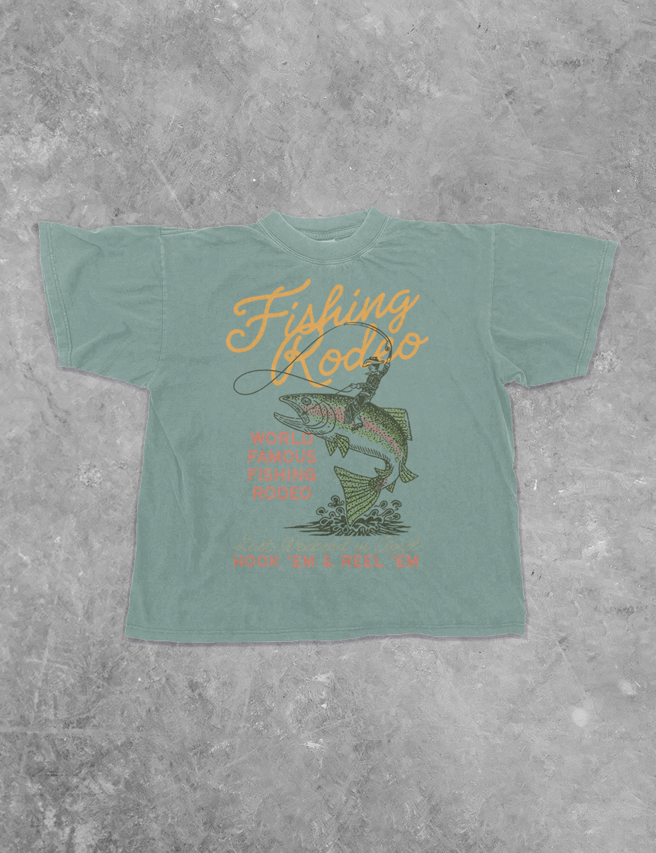 Underground Original Design: Fishing Rodeo, Summer Boxy Cotton TShirt