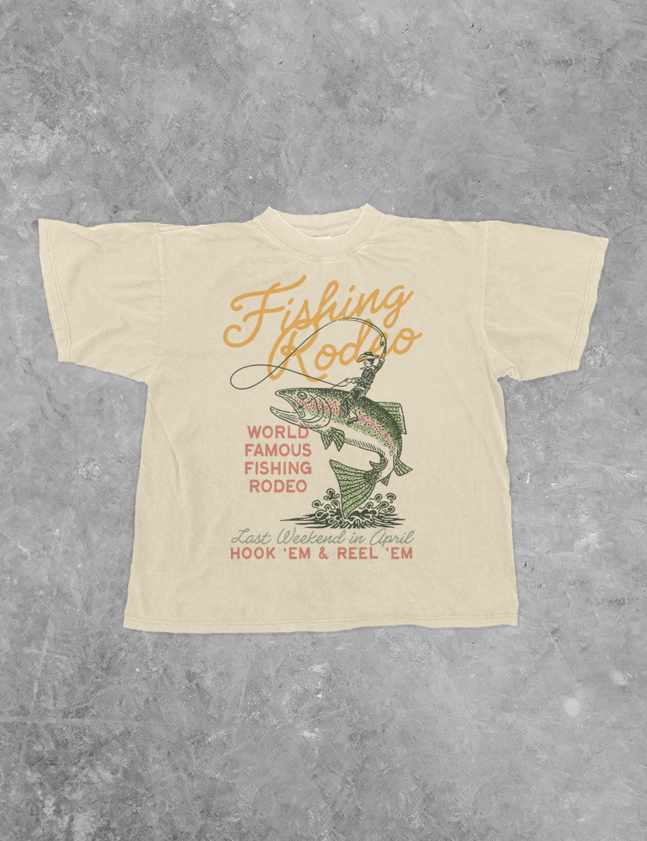 Underground Original Design: Fishing Rodeo, Summer Boxy Cotton TShirt