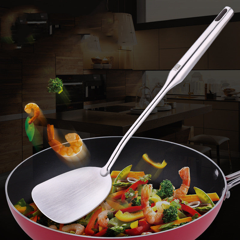 Stainless steel wok spatula with long handle