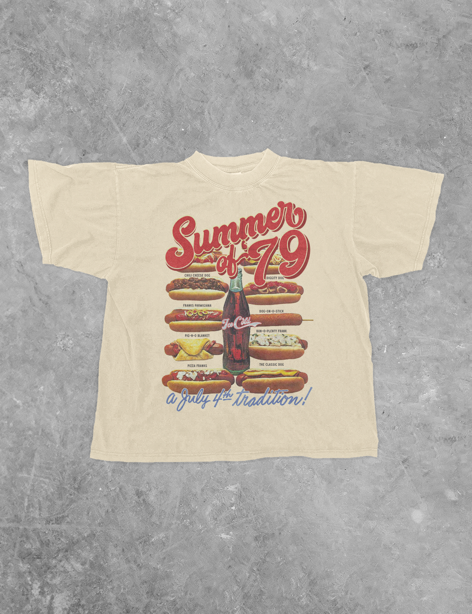 Underground Original Design: Summer of '79 Hot Dogs Boxy Cotton T-Shirt