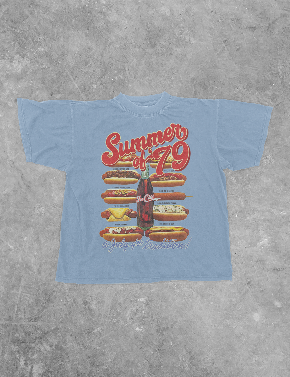 Underground Original Design: Summer of '79 Hot Dogs Boxy Cotton T-Shirt