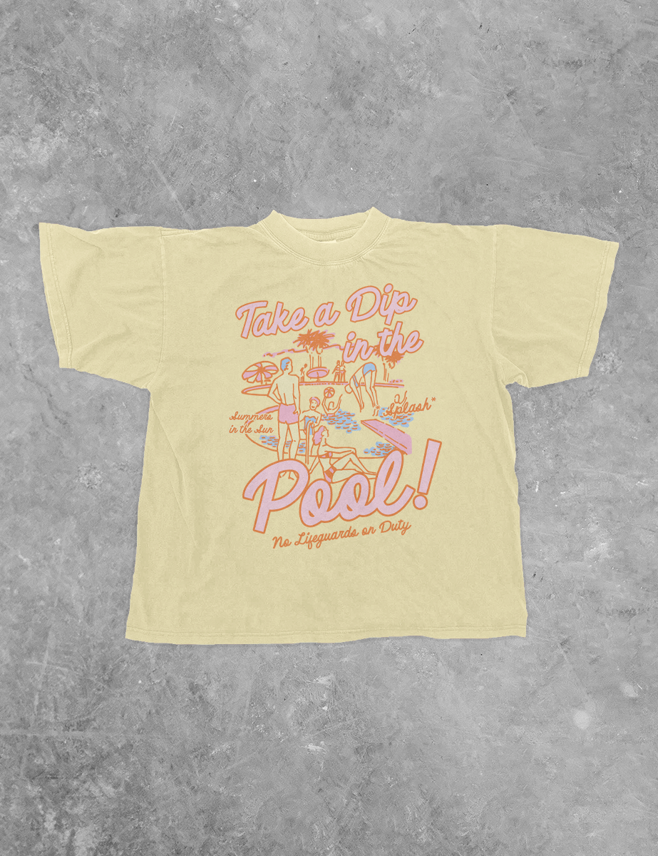 Underground Original Design: Take a Dip in the Pool, Summer BC Boxy Cotton T-Shirt