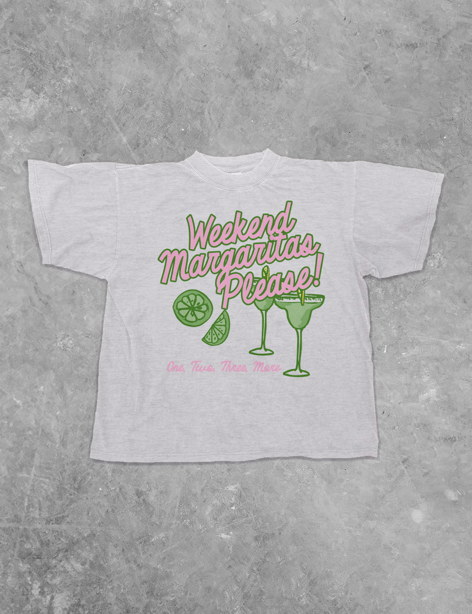 Underground Original Design: Weekend Margaritas Please, Summer Boxy Cotton TShirt