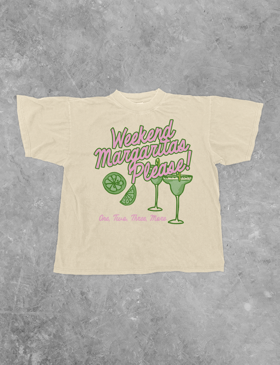 Underground Original Design: Weekend Margaritas Please, Summer Boxy Cotton TShirt